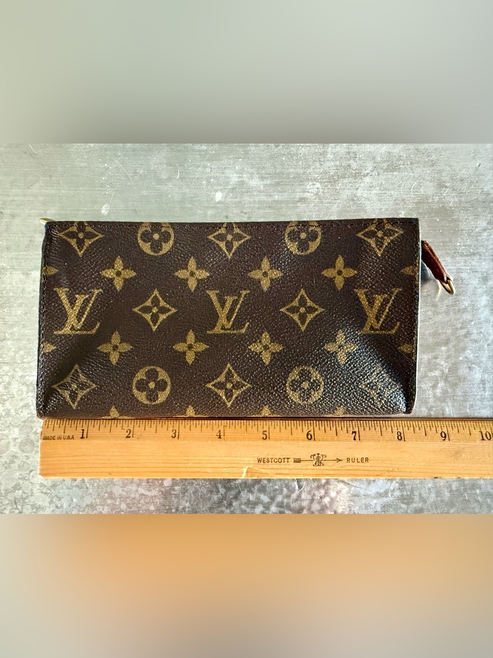 Vintage Louis Vuitton Brown Monogram Canvas Cosmetic Pouch - Authentic - Picture 12 of 14